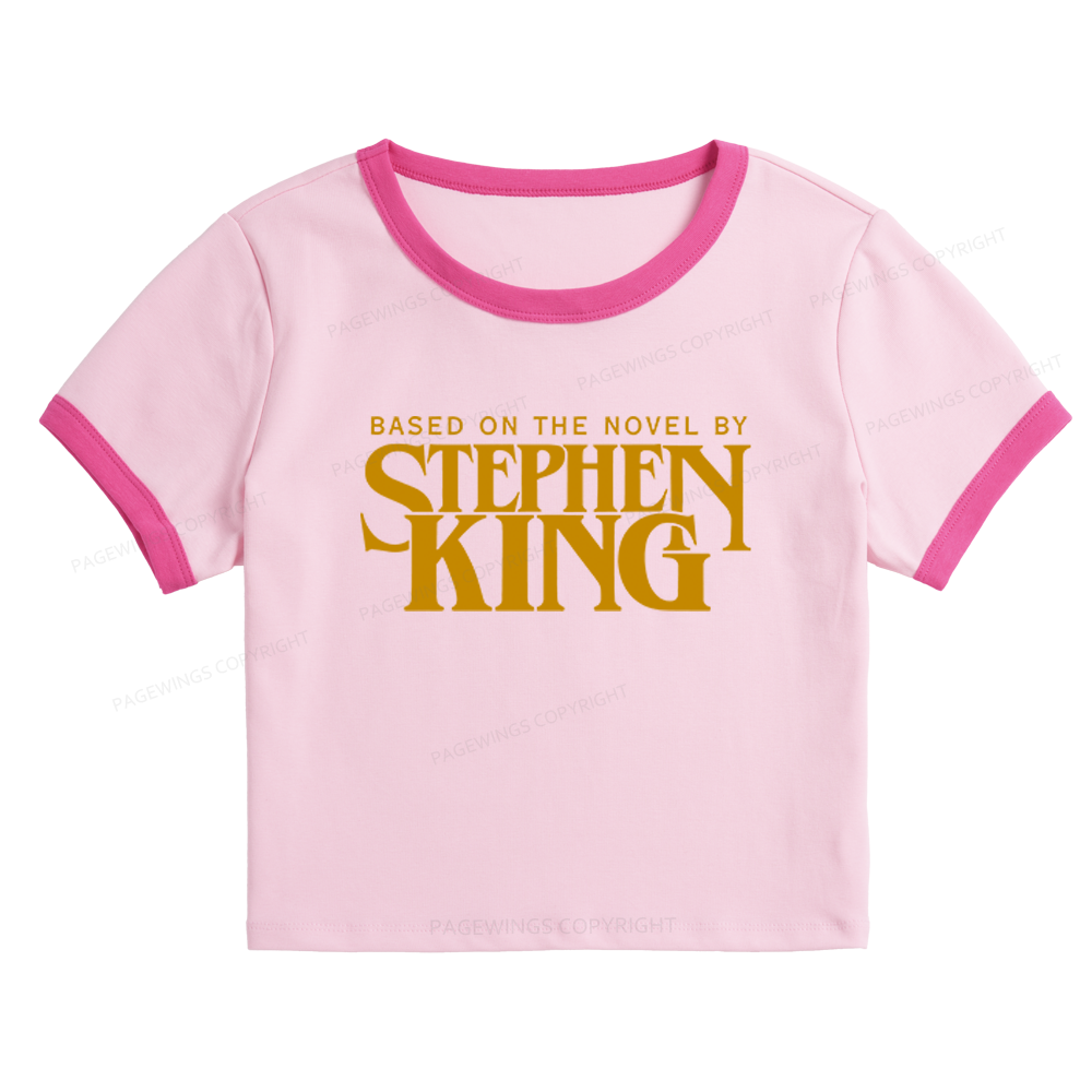 Pagewings Based On A Novel By Horror Writer Baby Tee Cropped Ringer T-Shirt 