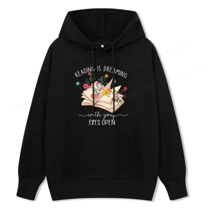 Pagewings Reading Is Dreaming With Your Eyes Open Unisex Classic Hoodie