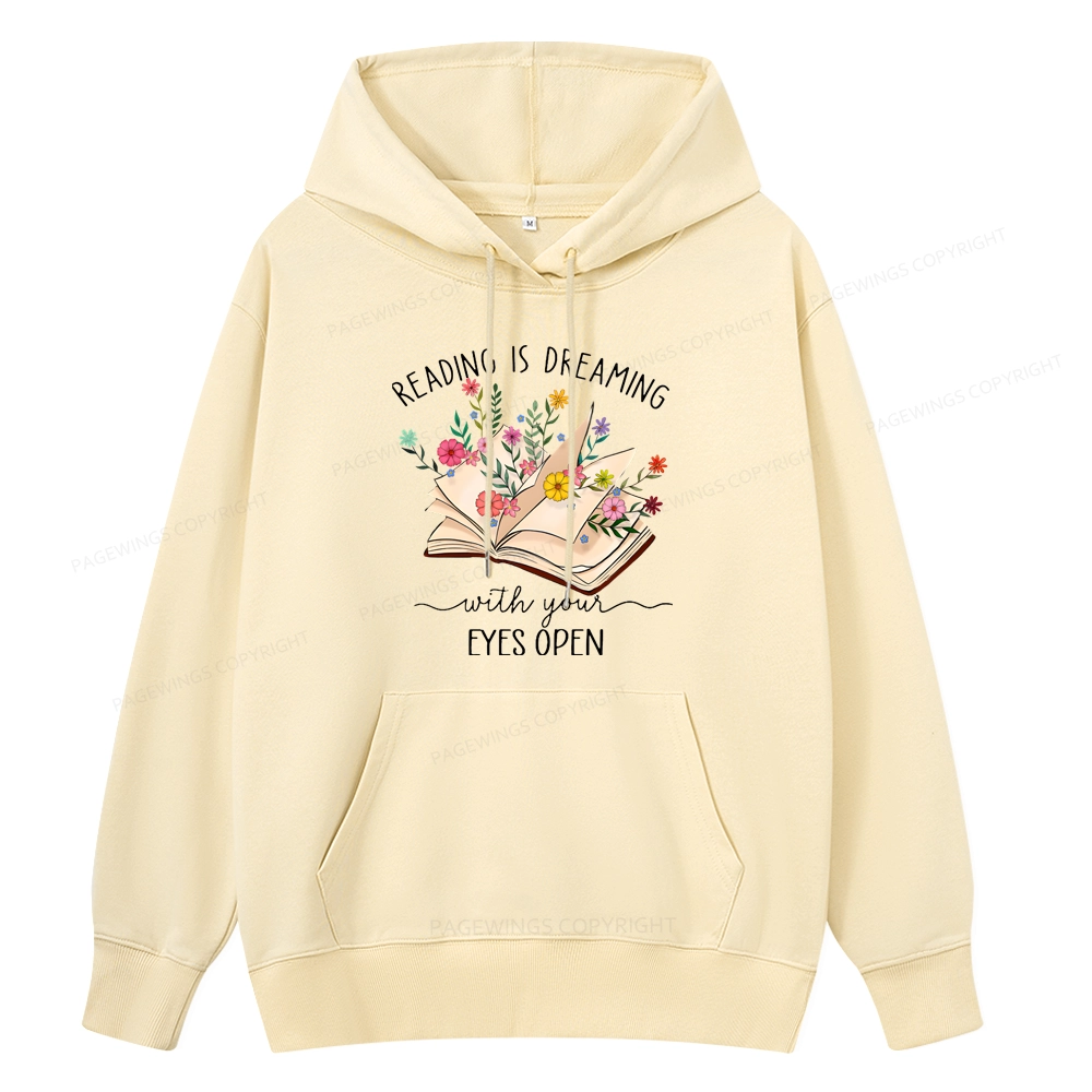 Pagewings Reading Is Dreaming With Your Eyes Open Unisex Classic Hoodie