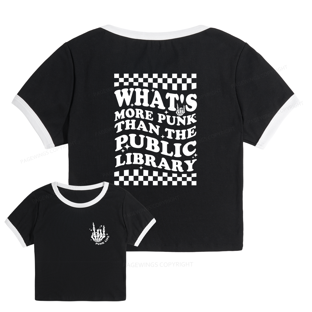 Pagewings Punk The Public Library Baby Tee Cropped Ringer T-Shirt 