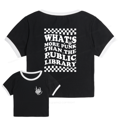 Pagewings Punk The Public Library Baby Tee Cropped Ringer T-Shirt 