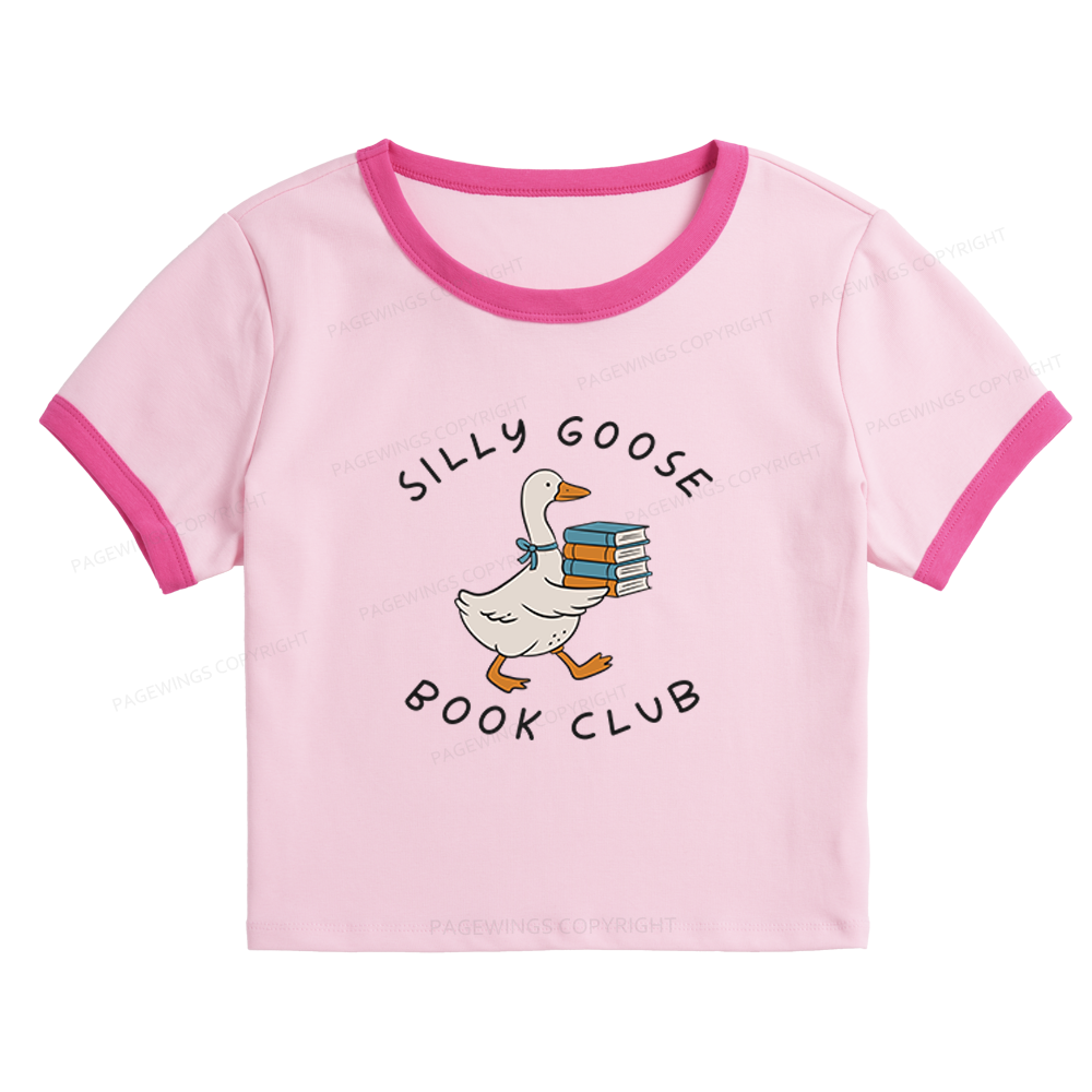 Pagewings Silly Goose Book Club Baby Tee Cropped Ringer T-Shirt 