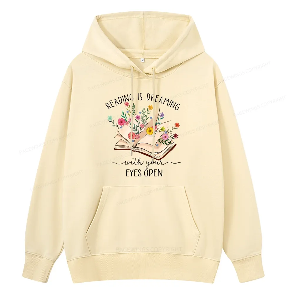 Pagewings Reading Is Dreaming With Your Eyes Open Unisex Classic Hoodie
