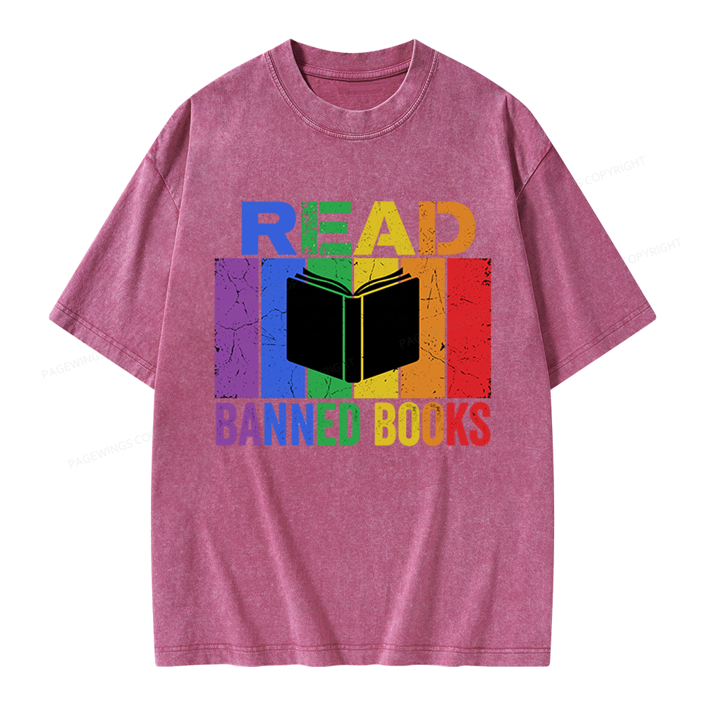 Pagewings Read Banned Books Unisex Washed T-shirt