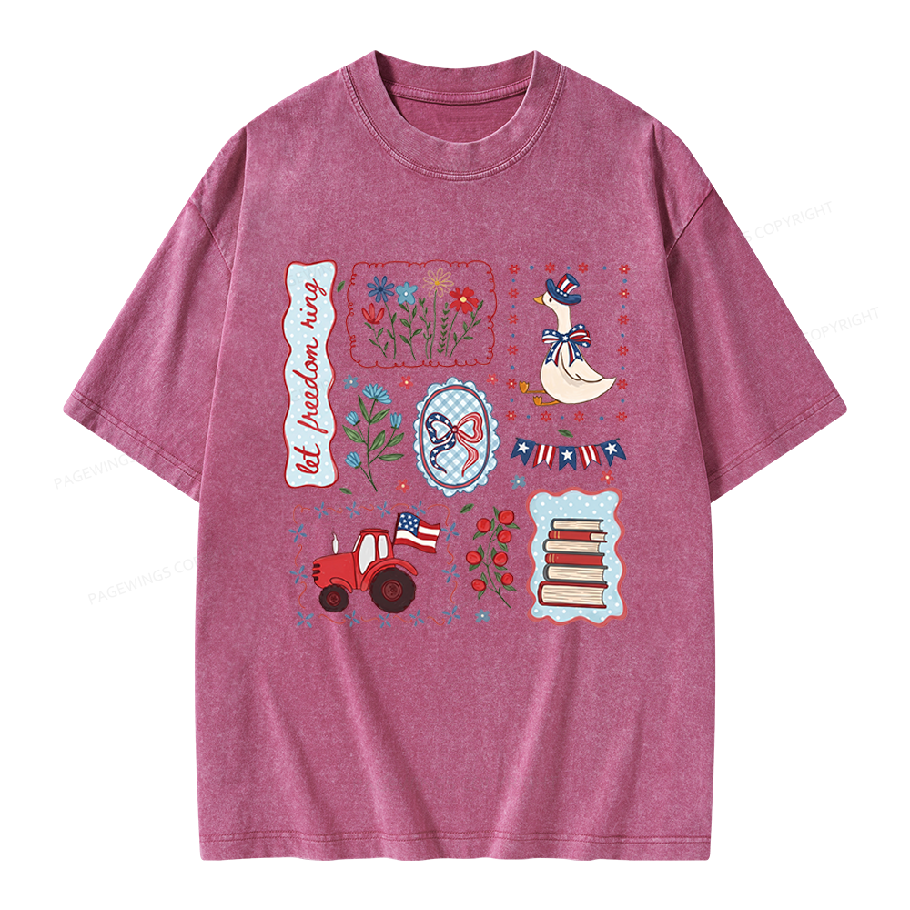 Pagewings Independence Day Unisex Washed T-shirt