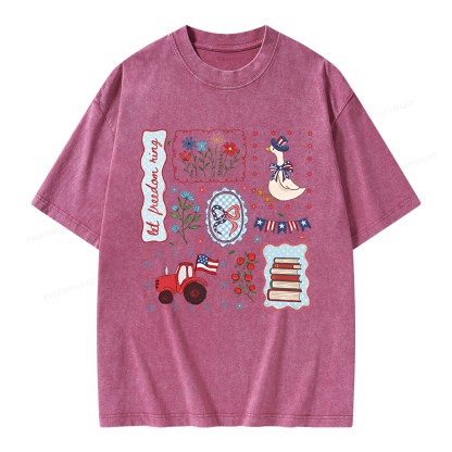 Pagewings Independence Day Unisex Washed T-shirt