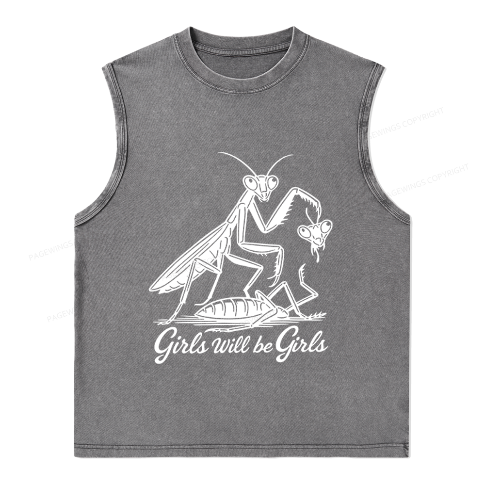 Pagewings Girls Will Be Girls Unisex Washed Tank Top