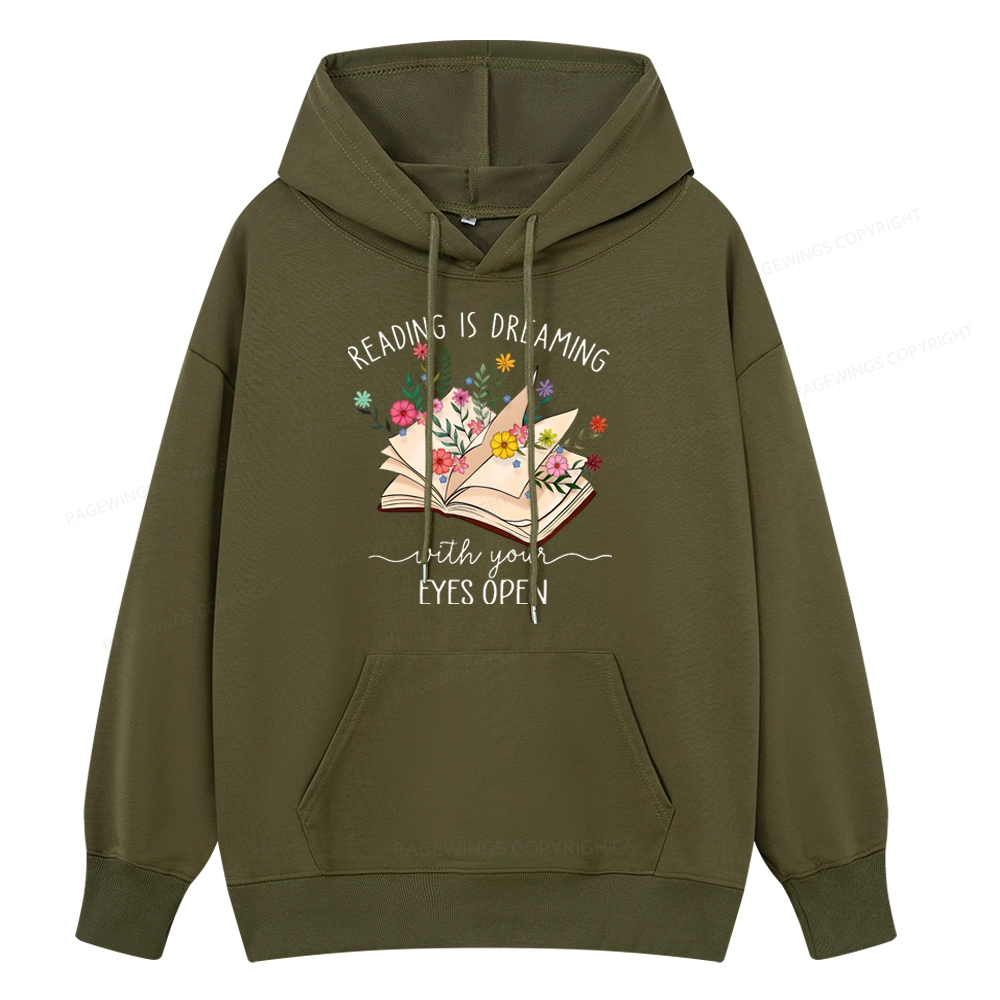 Pagewings Reading Is Dreaming With Your Eyes Open Unisex Classic Hoodie