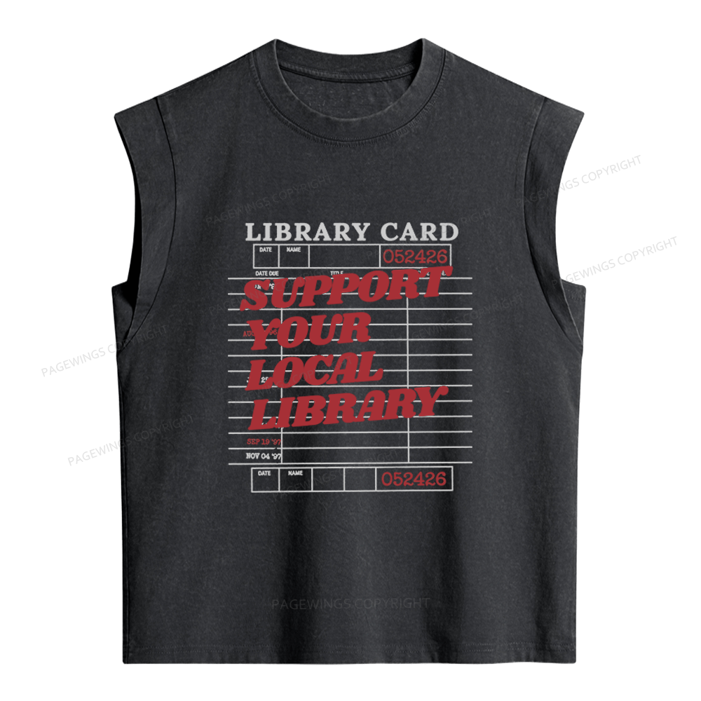 Pagewings Support your Local Library Women's Washed Tank Top