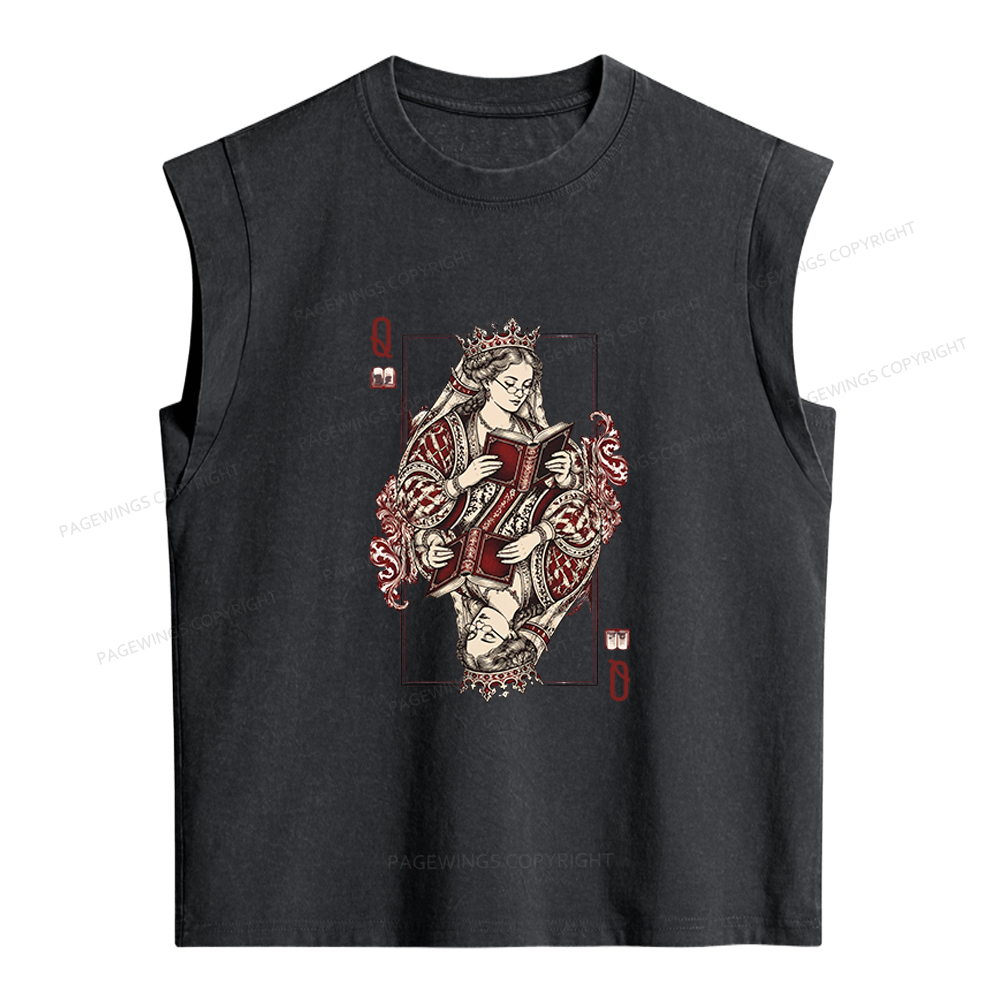 Pagewings Queen of Books Women's Washed Tank Top