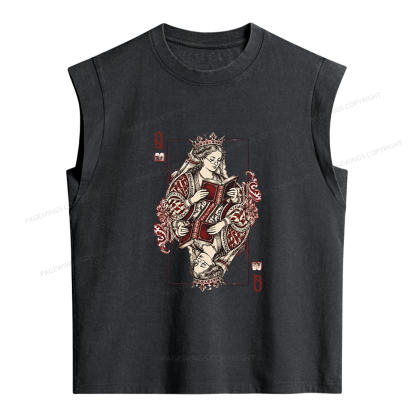 Pagewings Queen of Books Women's Washed Tank Top