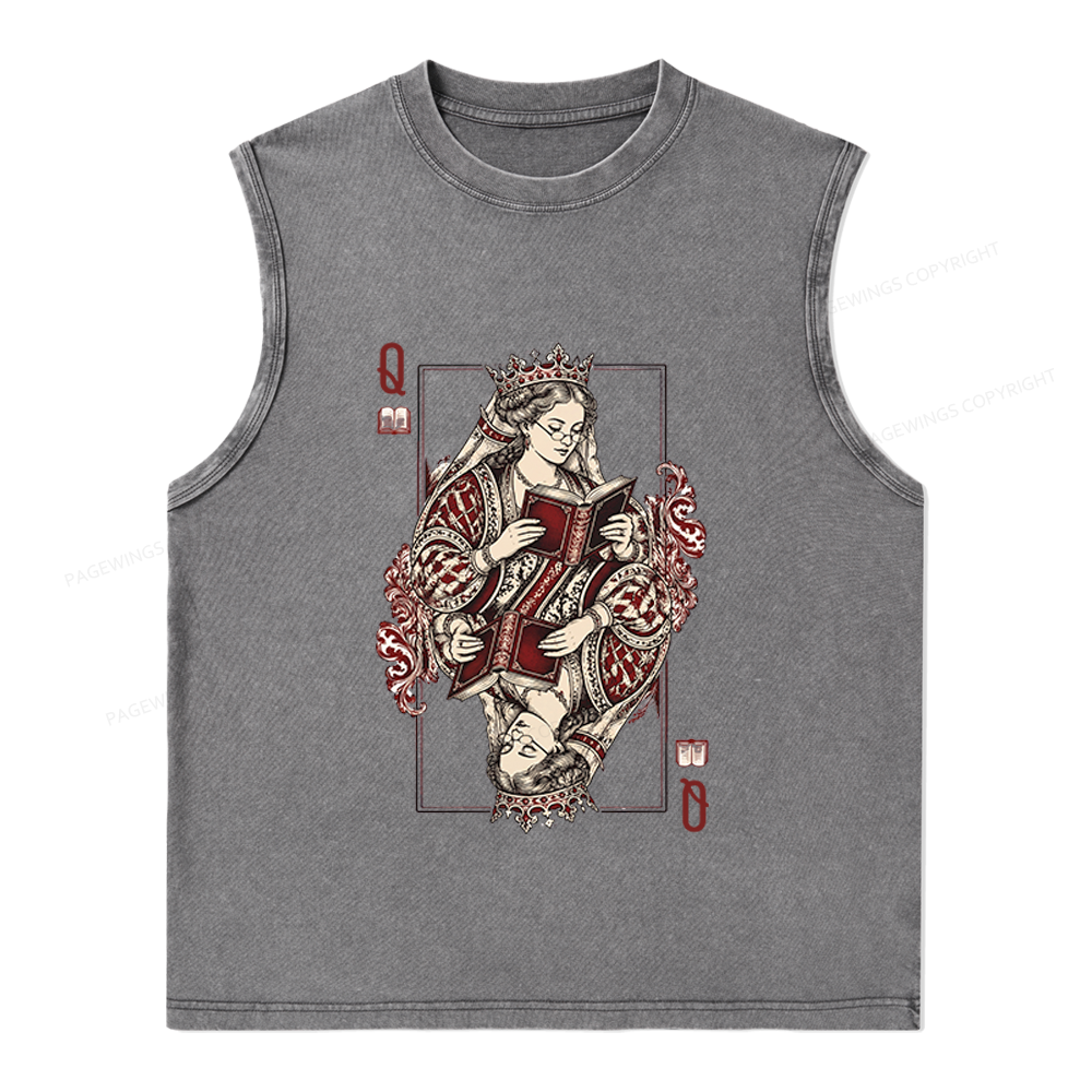 Pagewings Queen of Books Unisex Washed Tank Top
