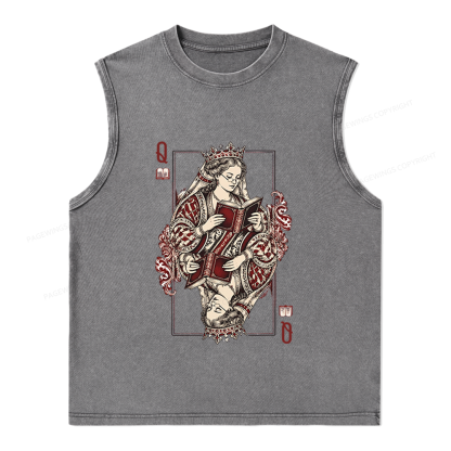 Pagewings Queen of Books Unisex Washed Tank Top