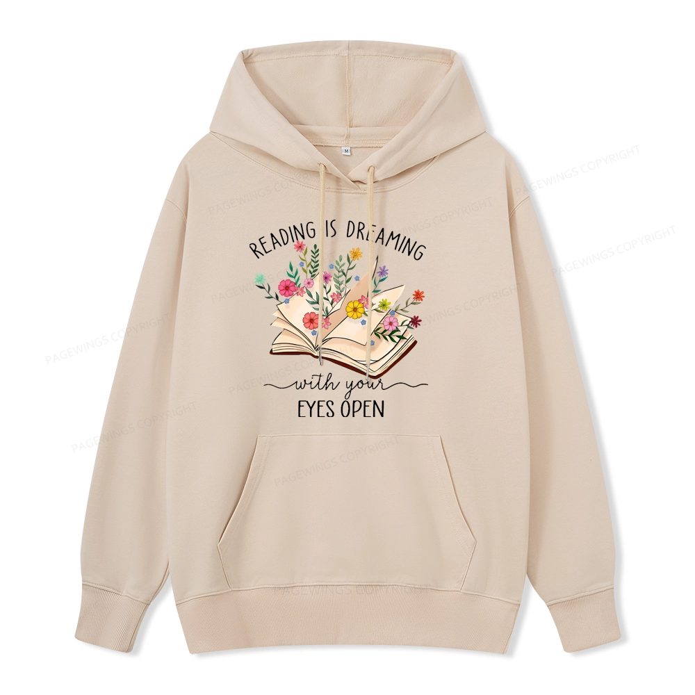 Pagewings Reading Is Dreaming With Your Eyes Open Unisex Classic Hoodie