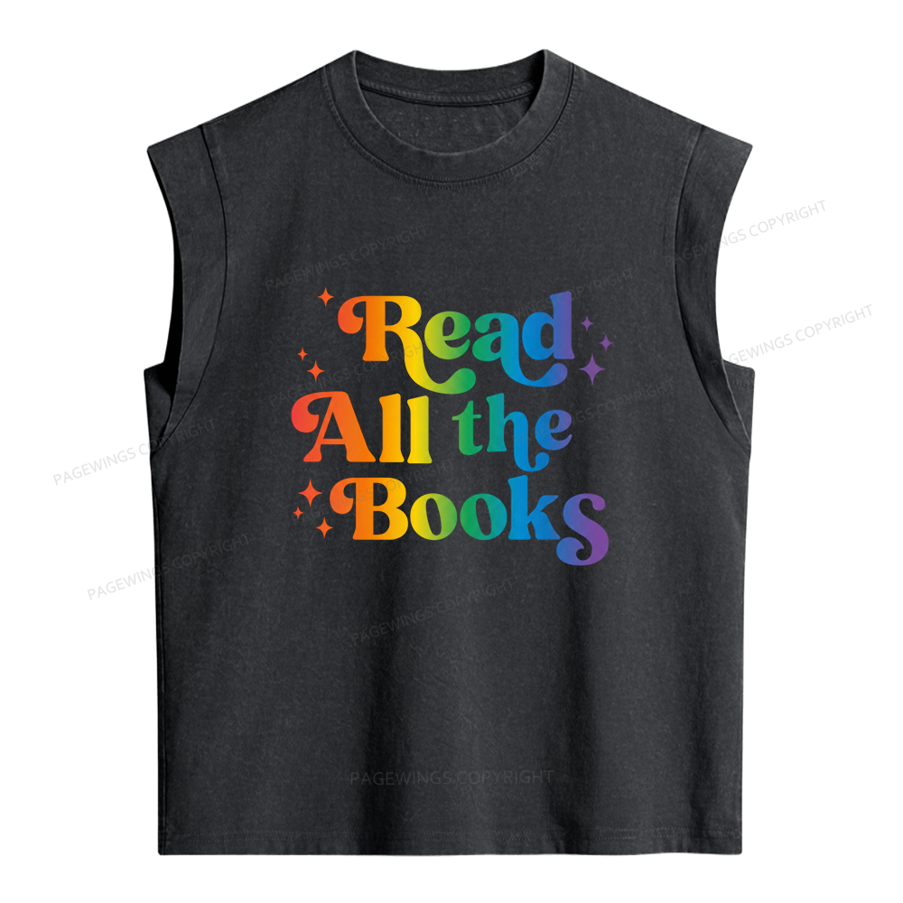 Pagewings Read All the Books Women's Washed Tank Top
