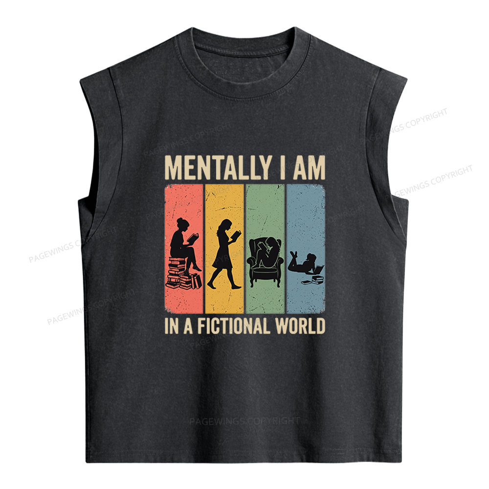 Pagewings Reading In A Fictional World Women's Washed Tank Top
