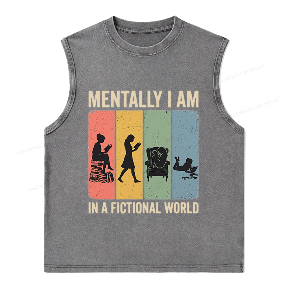 Pagewings Reading In A Fictional World Unisex Washed Tank Top