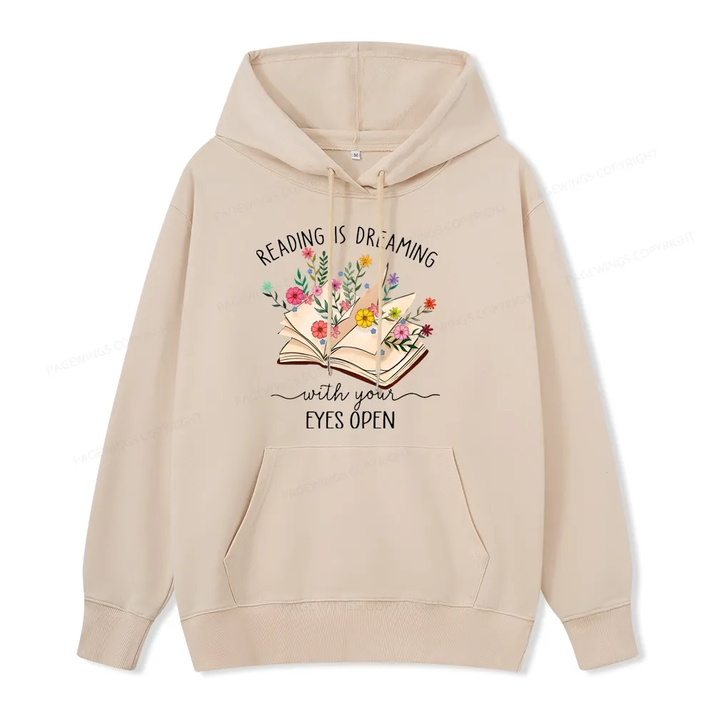Pagewings Reading Is Dreaming With Your Eyes Open Unisex Classic Hoodie