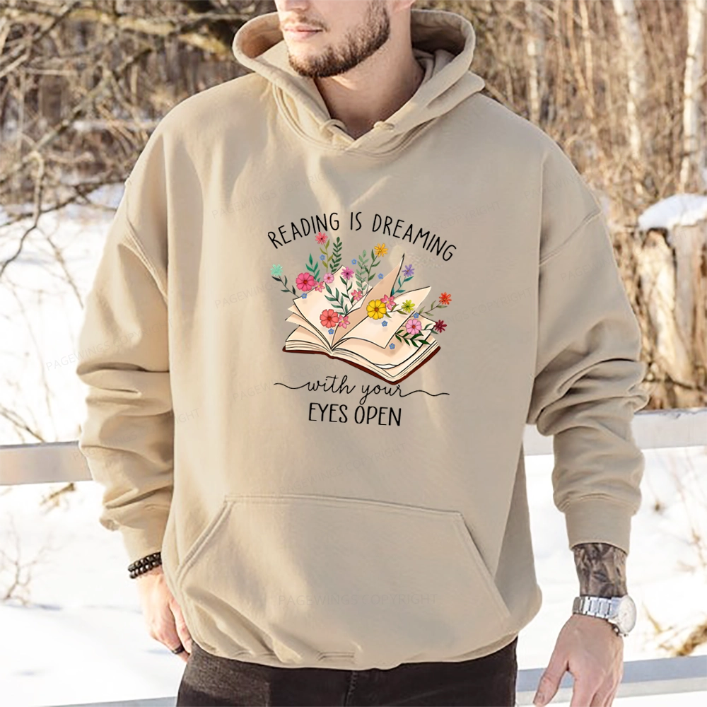 Pagewings Reading Is Dreaming With Your Eyes Open Unisex Classic Hoodie