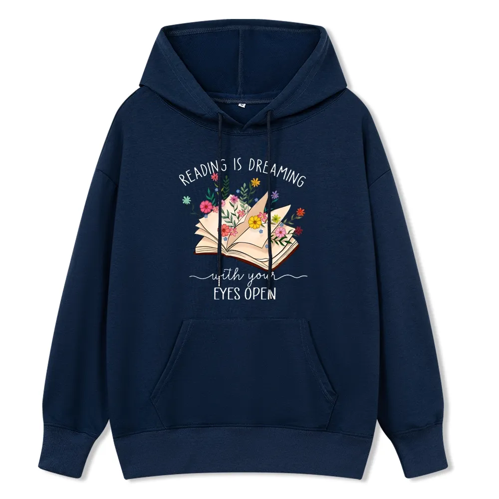 Pagewings Reading Is Dreaming With Your Eyes Open Unisex Classic Hoodie