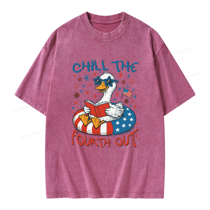 Pagewings Funny Patriotic Goose Unisex Washed T-shirt