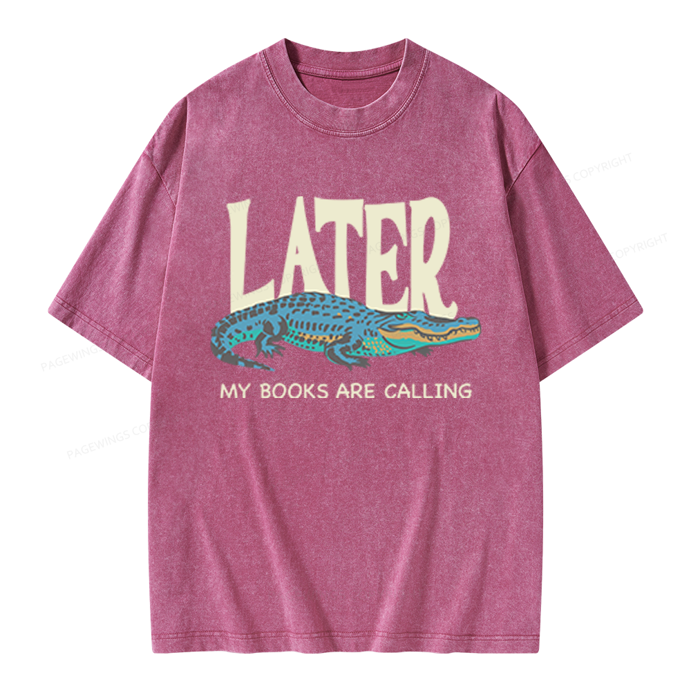 Pagewings My Books Are Calling Unisex Washed T-shirt