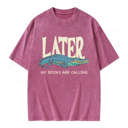 Pagewings My Books Are Calling Unisex Washed T-shirt