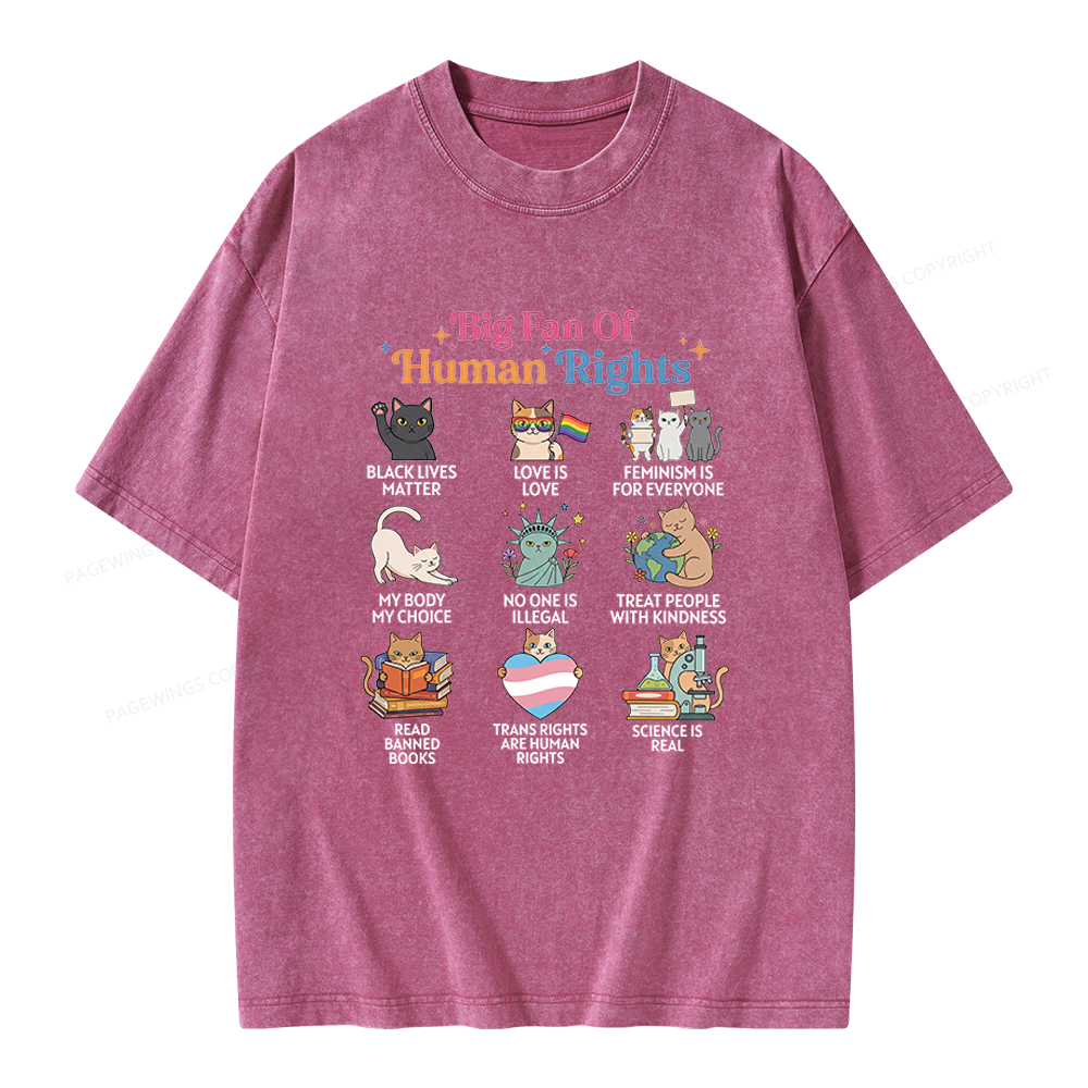 Pagewings Big Fan Of Human Rights Unisex Washed T-shirt