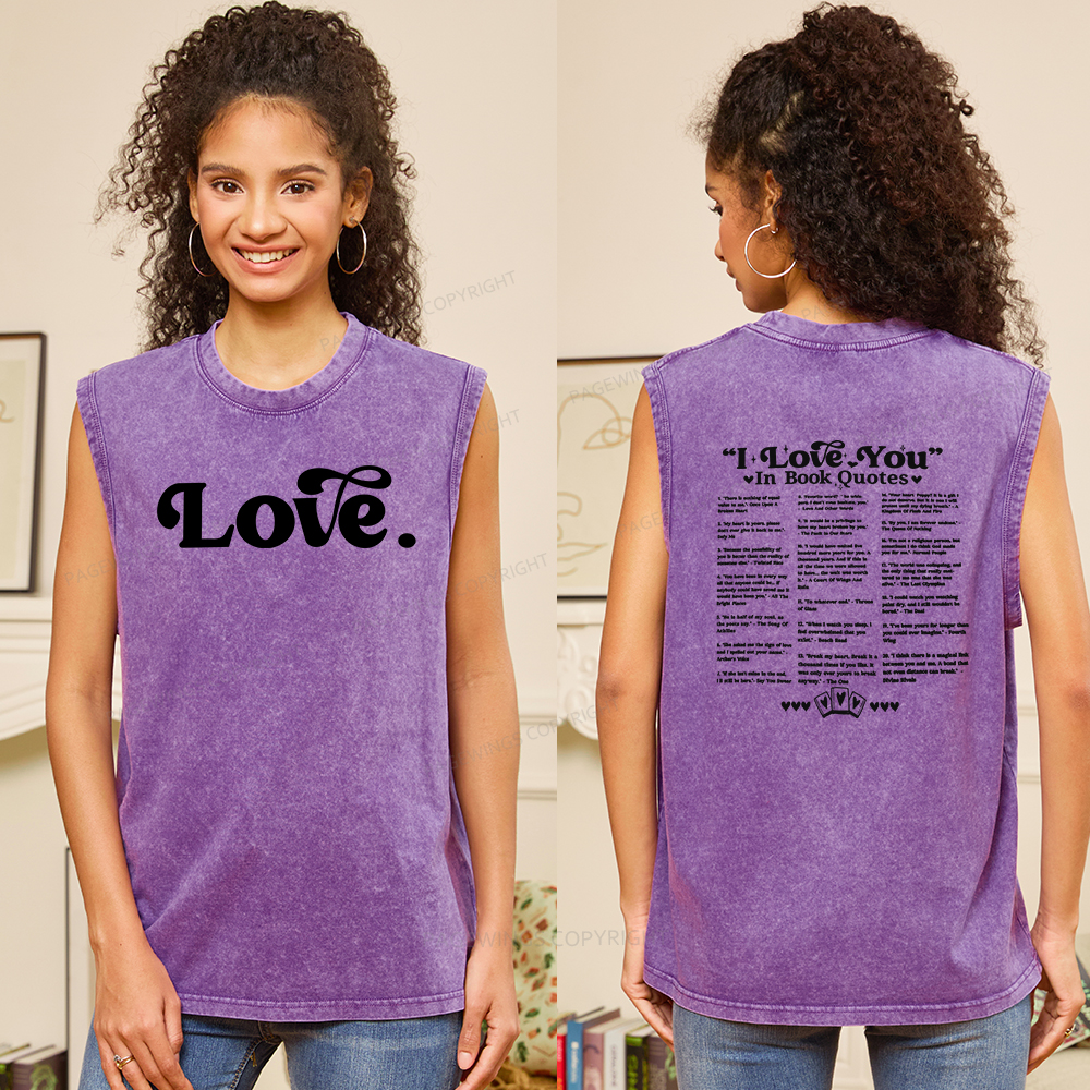 Pagewings I Love You in Book Quotes Unisex Washed Tank Top