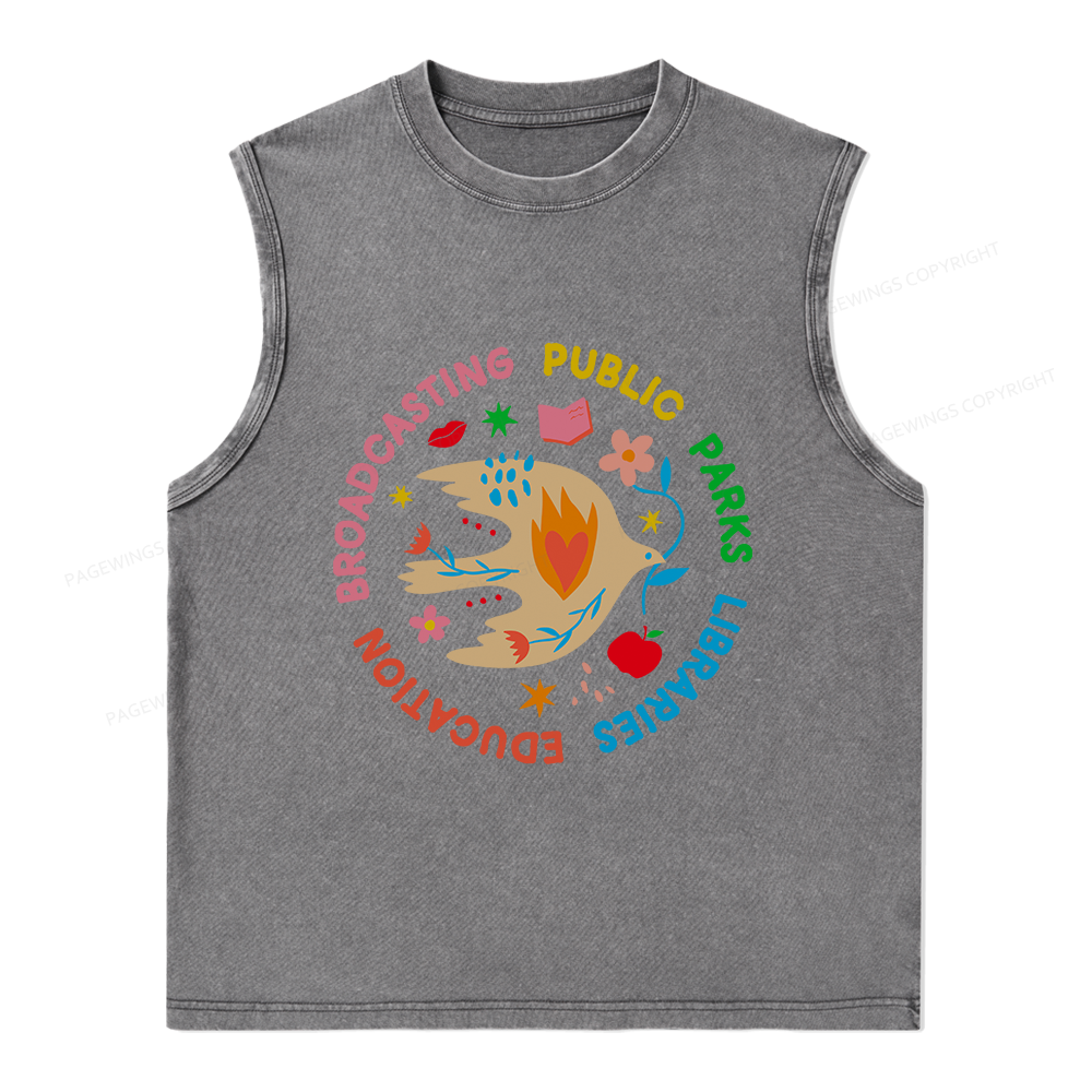 Pagewings Public Parks Libraries Unisex Washed Tank Top