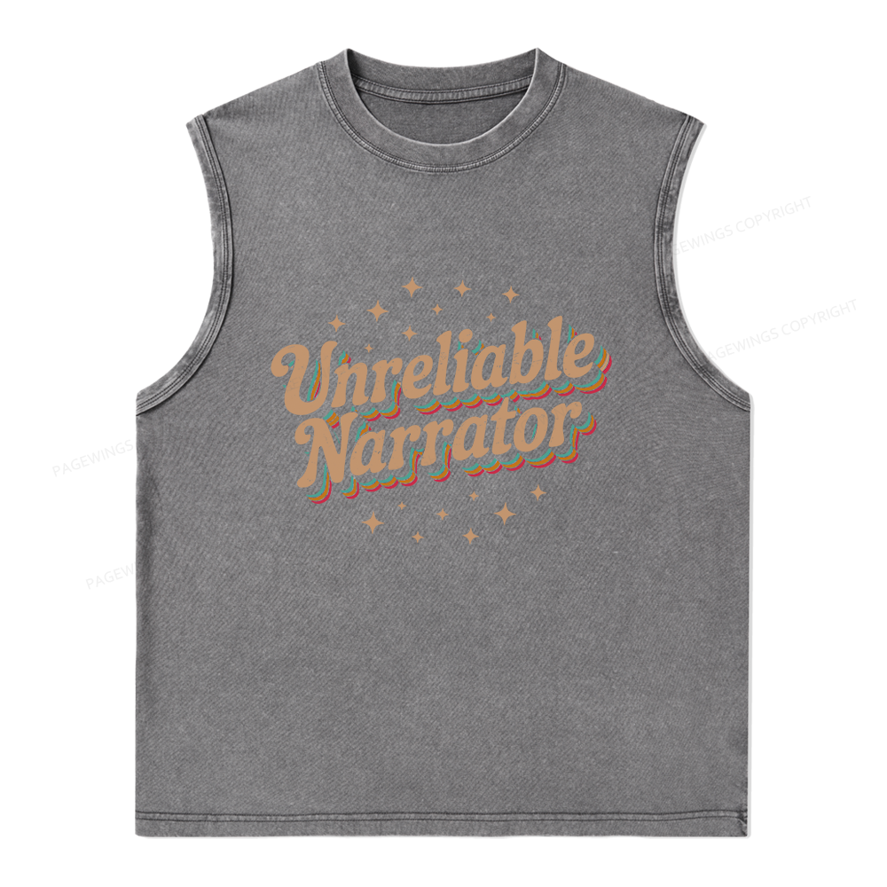 Pagewings Unreliable Narrator Unisex Washed Tank Top