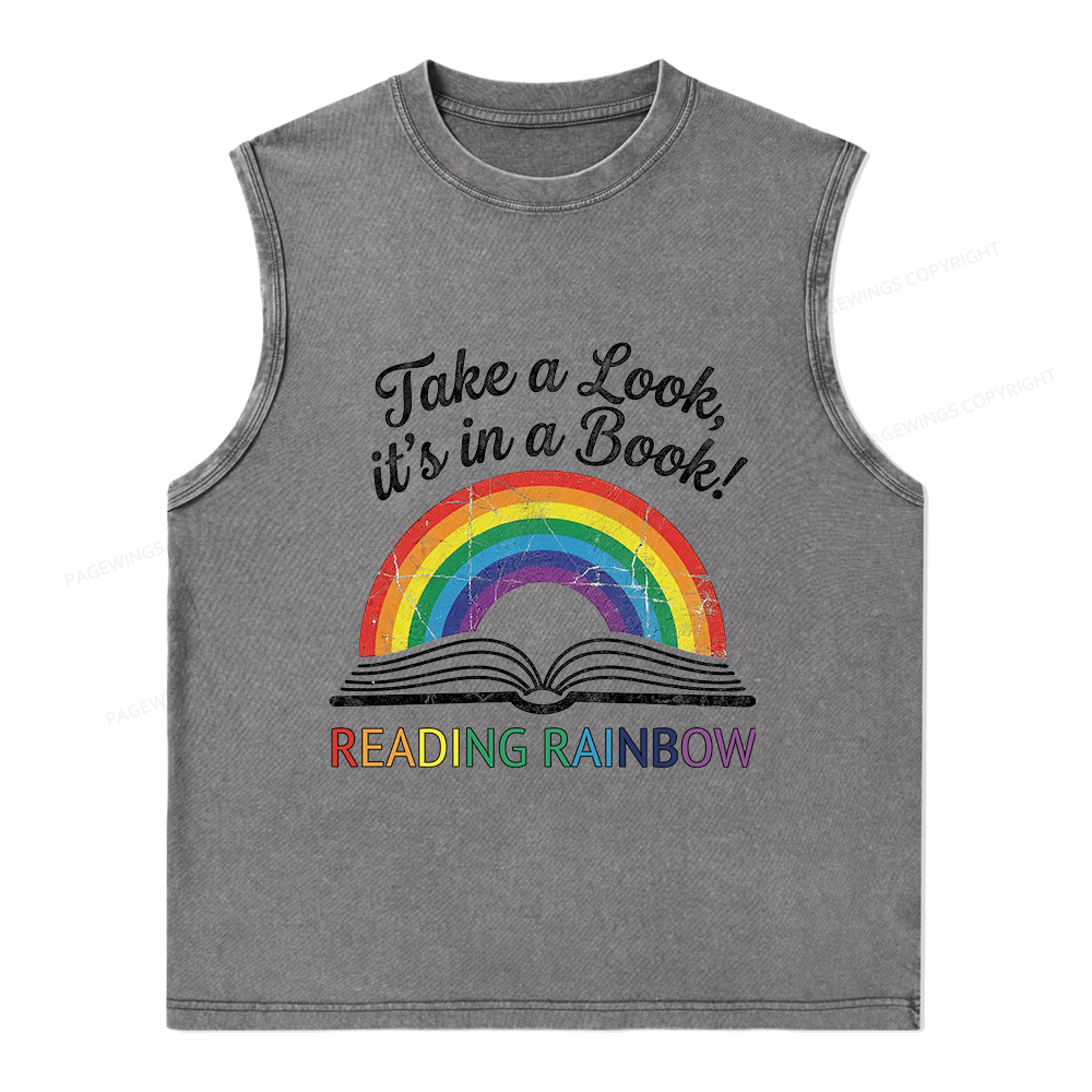 Pagewings Take A Look It's In A Book Unisex Washed Tank Top