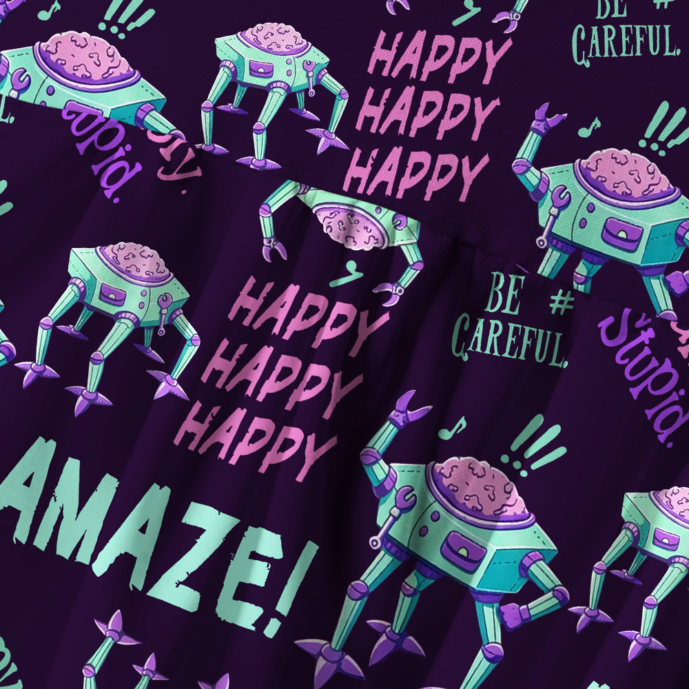Pagewings Happy Happy Happy Printed Spaghetti Strap Midi Sundress