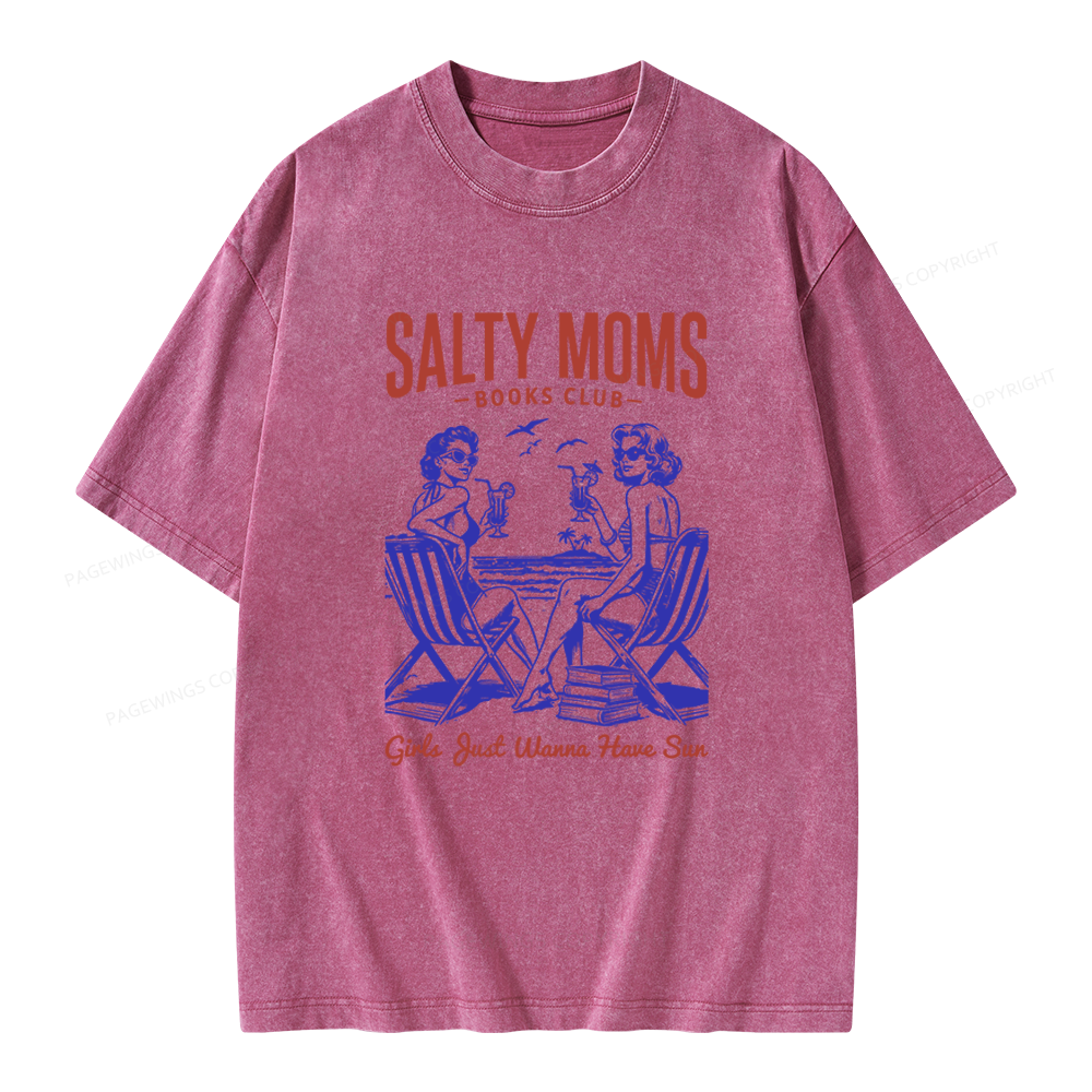 Pagewings Salty Moms Books Club Unisex Washed T-shirt