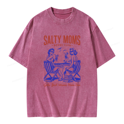 Pagewings Salty Moms Books Club Unisex Washed T-shirt