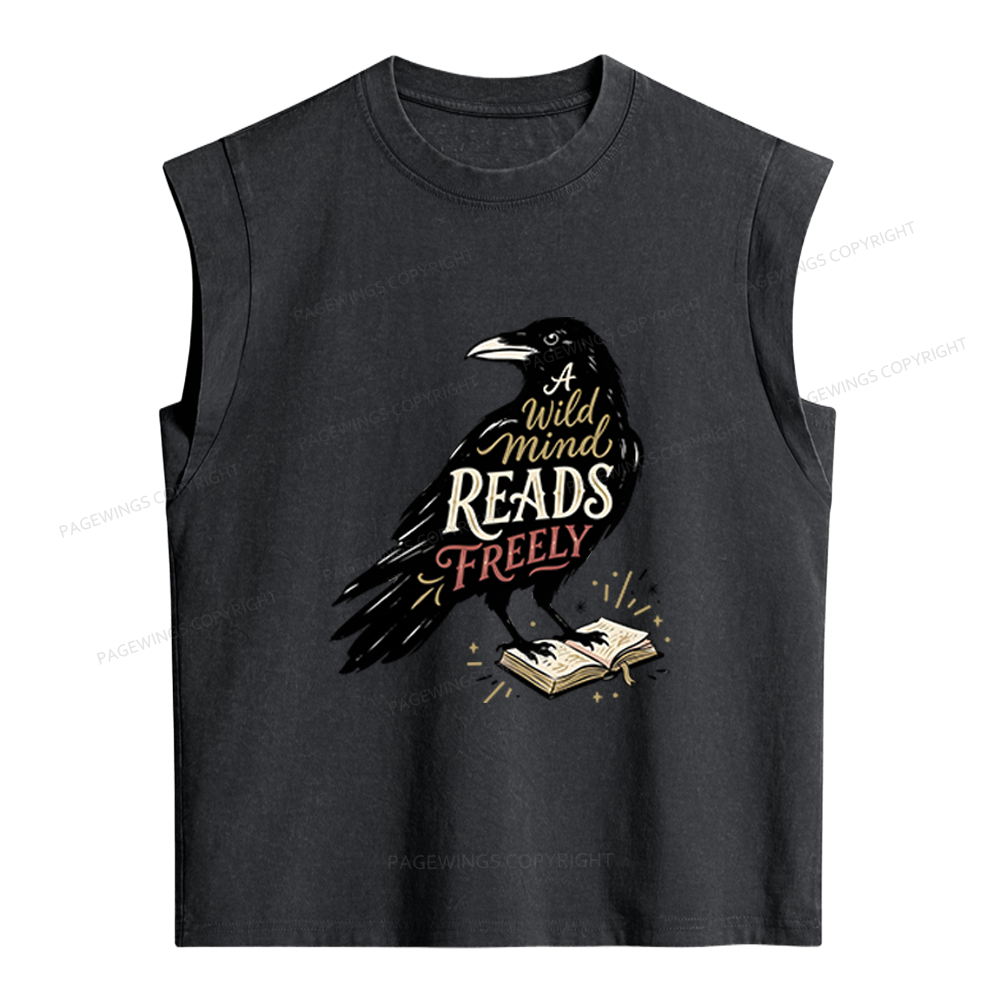 Pagewings A Wild Mind Reads Freely Women's Washed Tank Top
