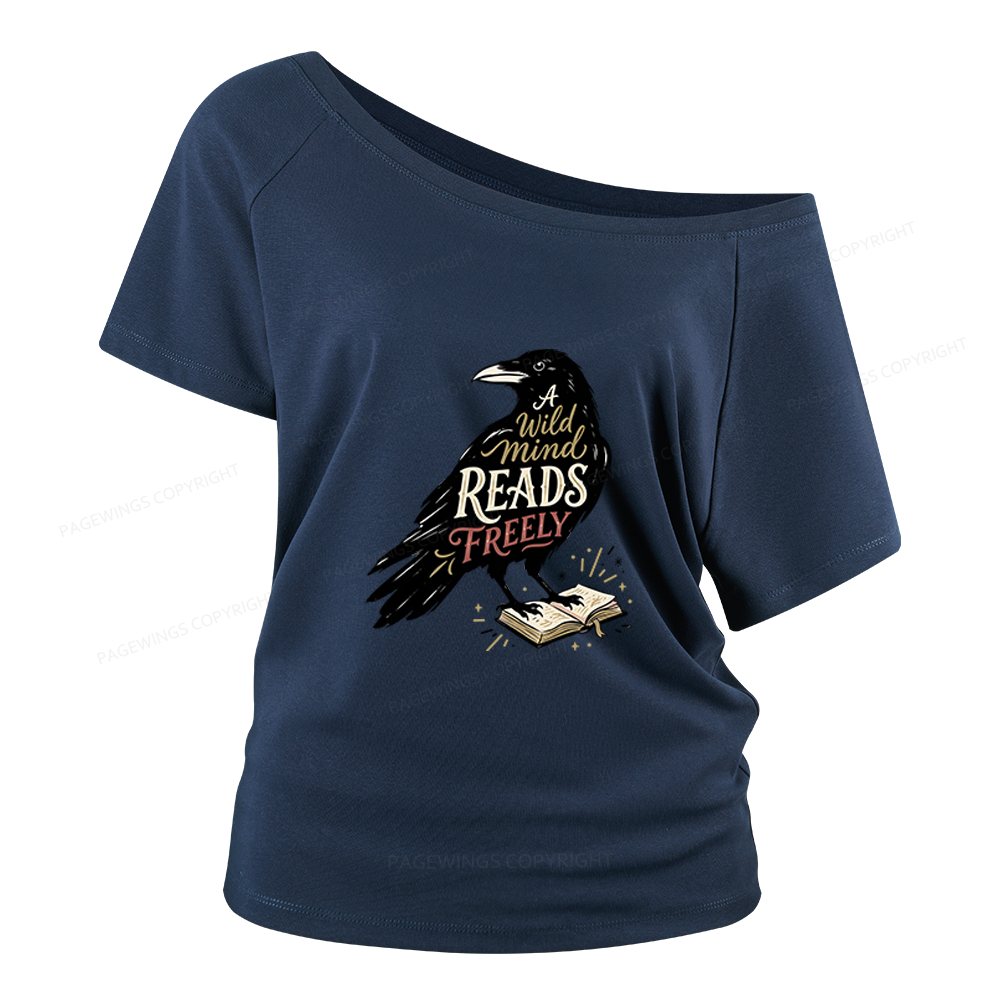 Pagewings A Wild Mind Reads Freely Women Off Shoulder T-shirts