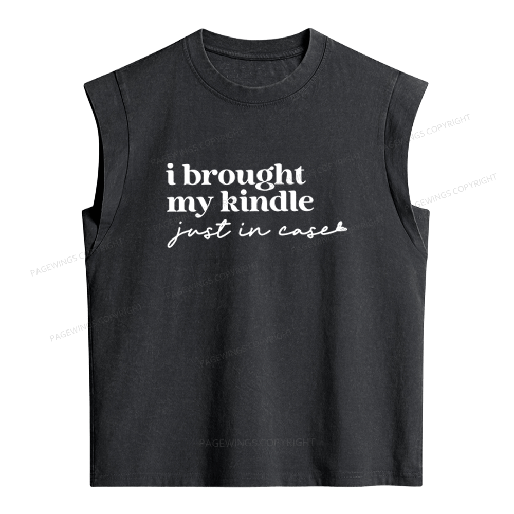 Pagewings I Brought My Kindle Just In Case Women's Washed Tank Top