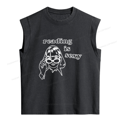 Pagewings Reading Is Sexy Women's Washed Tank Top