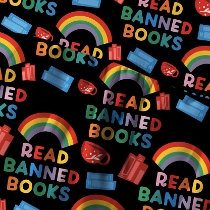 Pagewings Read Banned Books Rainbow Reading Month  Printed Spaghetti Strap Midi Sundress
