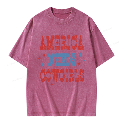Pagewings America Needs Reading Unisex Washed T-shirt
