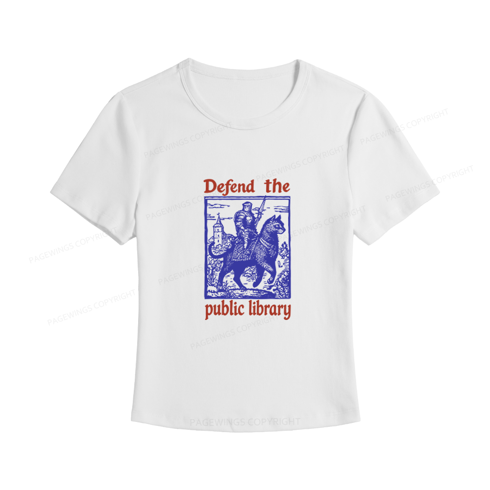 Pagewings Defend the Public Library Women's Baby Tee