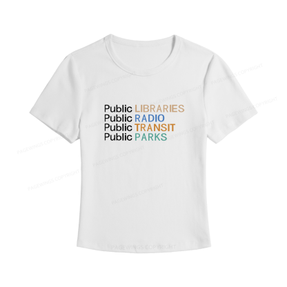 Pagewings Public Libraries Radio Transit Parks Women's Baby Tee