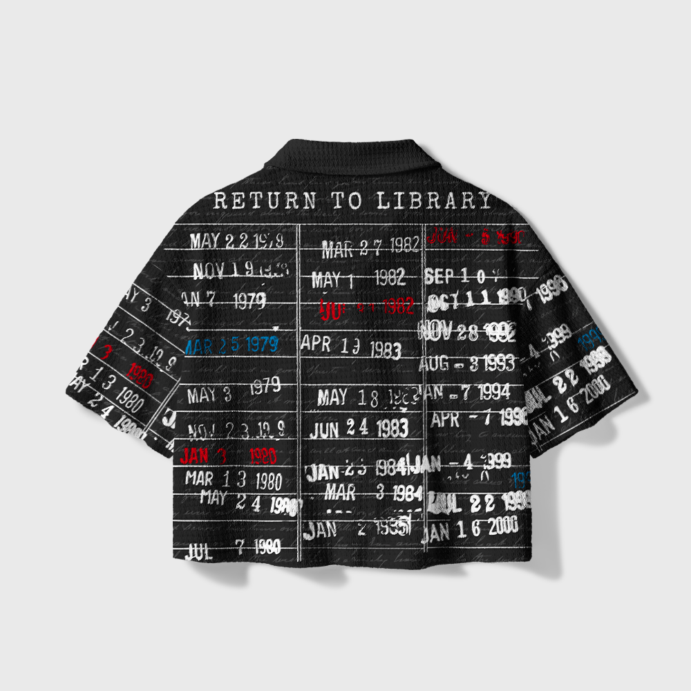 Pagewings When You Have a Library Card Camp Collar Boxy Fit Unisex Crochet Shirt