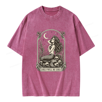 Pagewings Girls Will Be Girls Unisex Washed T-shirt