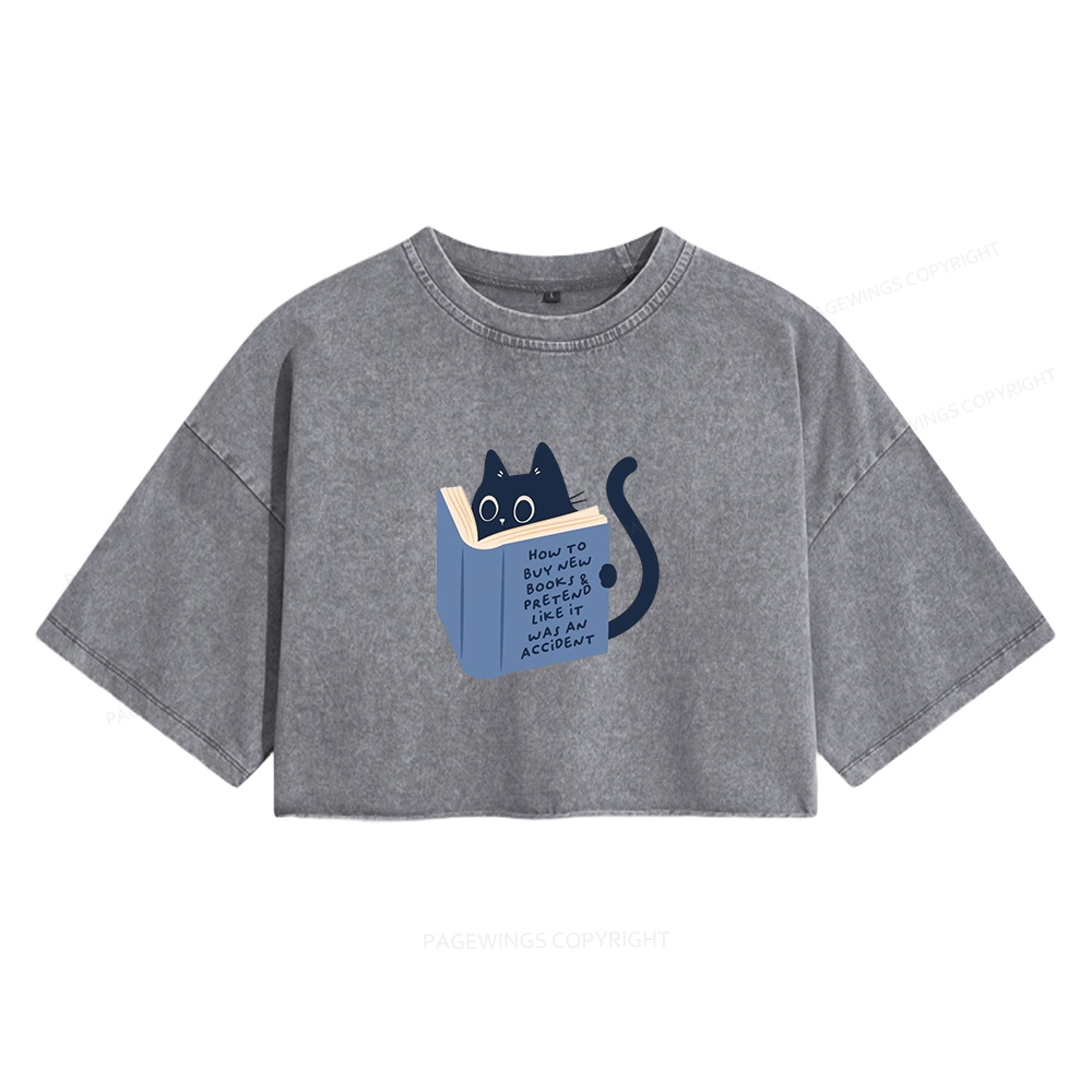 Pagewings How To Buy New Books Women's Washed Cropped T-shirt