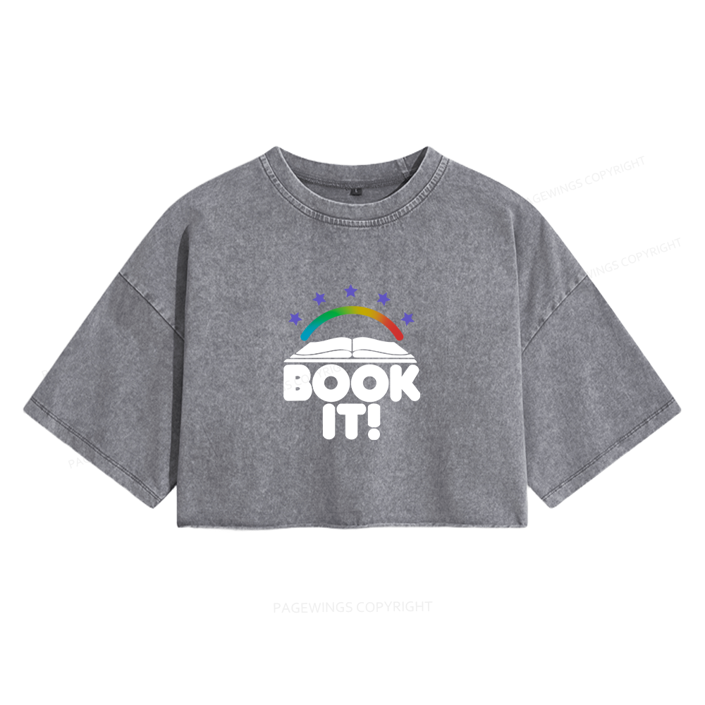 Pagewings Book It Women's Washed Cropped T-shirt