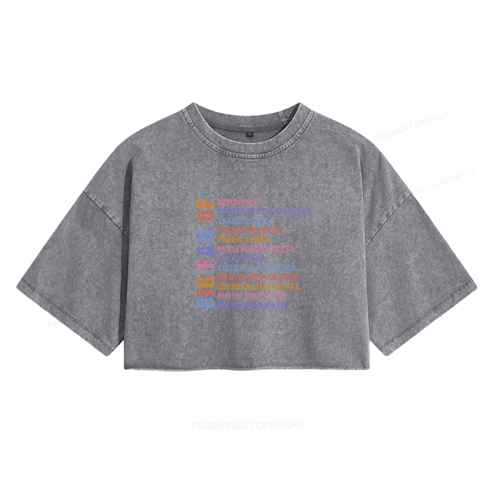 Pagewings Big Fan of Human Rights Women's Washed Cropped T-shirt