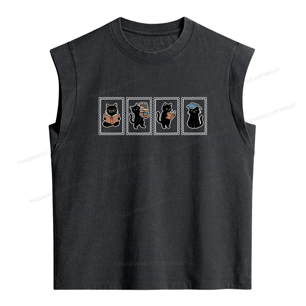 Pagewings Black Cats and BooksWomen's Washed Tank Top