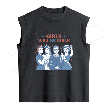 Pagewings Girls Will Be Girls Women's Washed Tank Top
